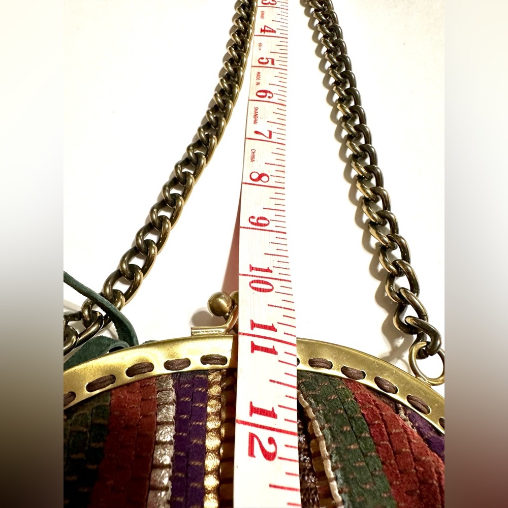 VTG NEW Elisa Atheniense Metalic Floral Artsy Leather Purse Chain Shoulder Bag - Picture 6 of 9